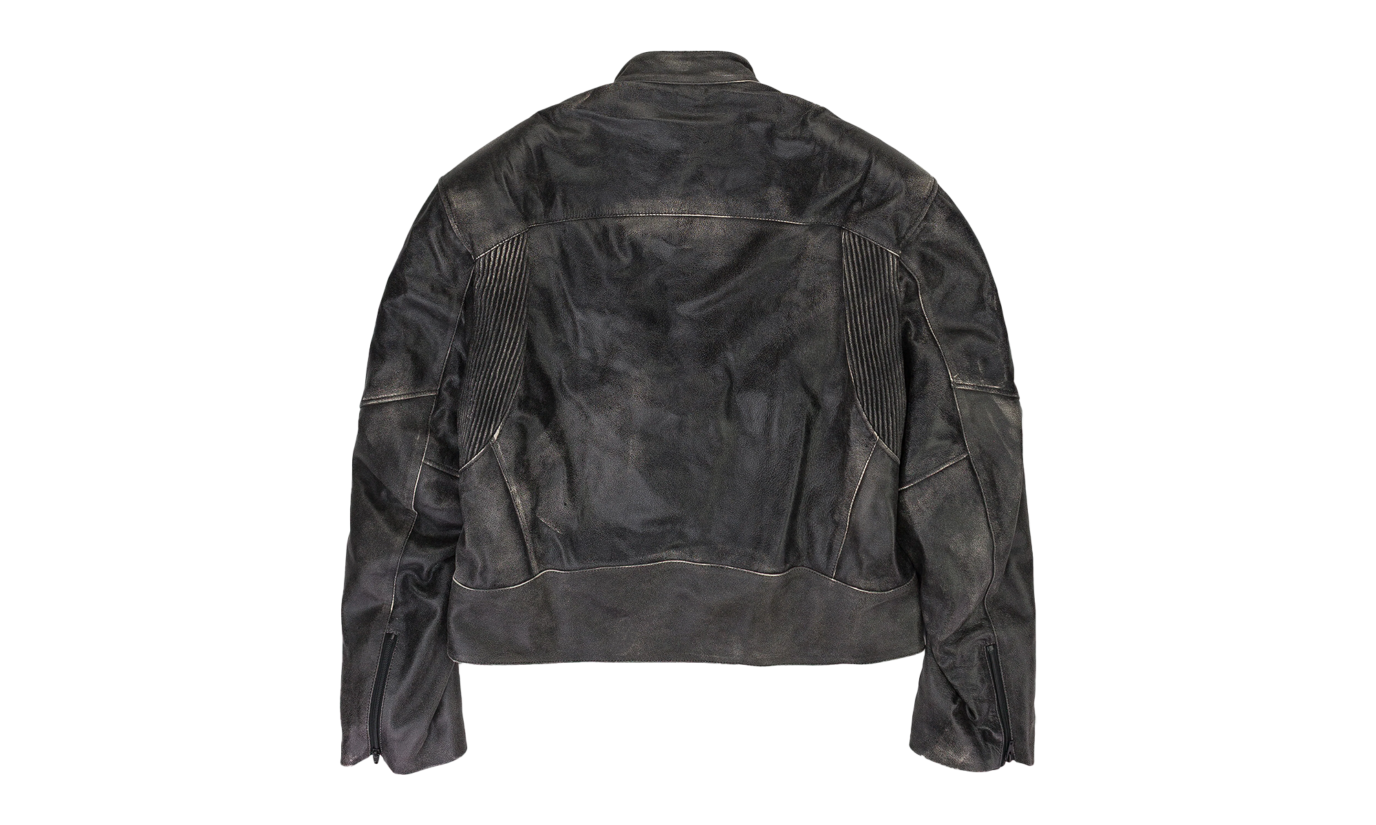 DISTRESSED BIKER LEATHER JACKET "BLACK" PGR XOTW 0005