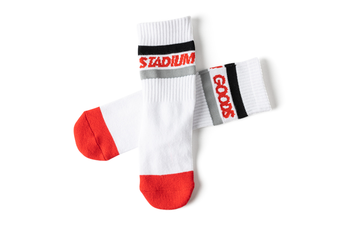 Striped Crew Socks "Red Toe"