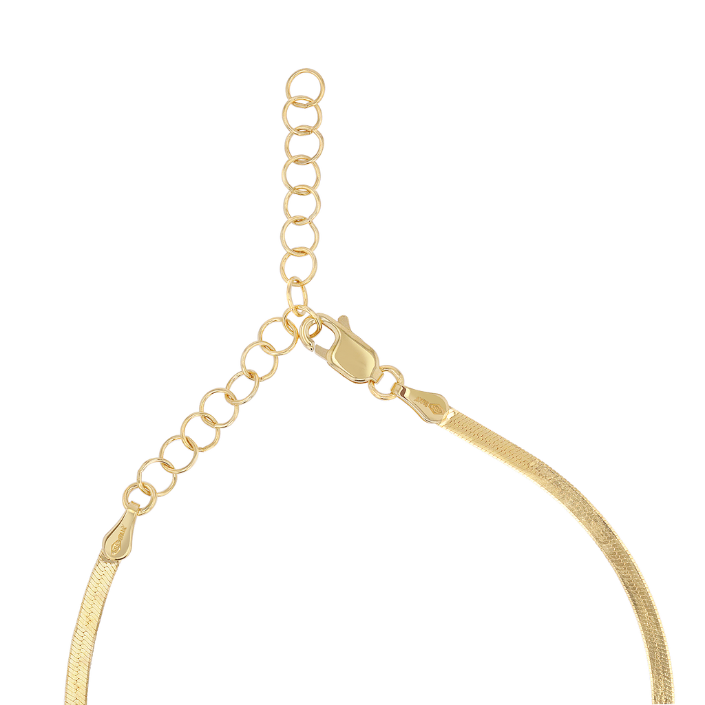 14K Gold Thin Herringbone Necklace 3mm