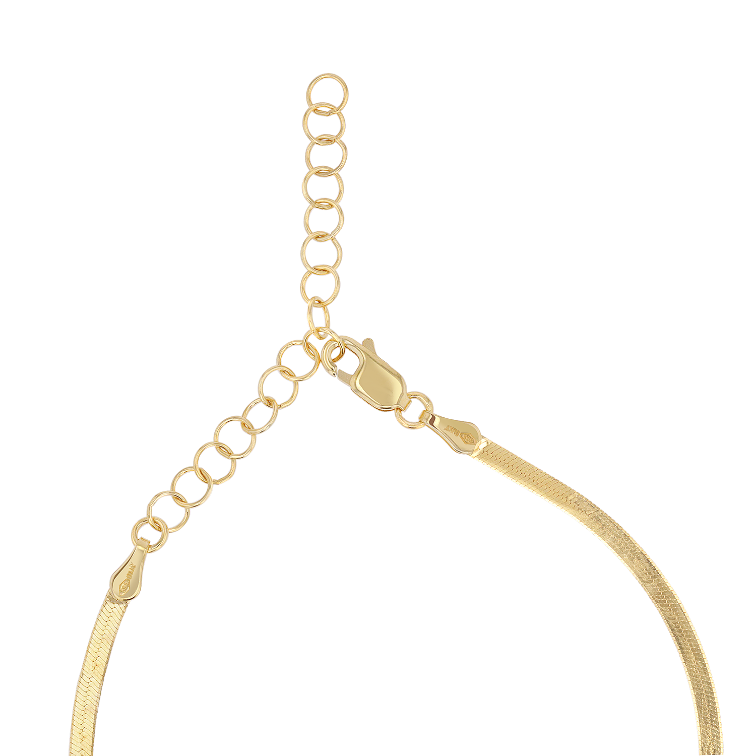 14K Gold Thin Herringbone Necklace 3mm