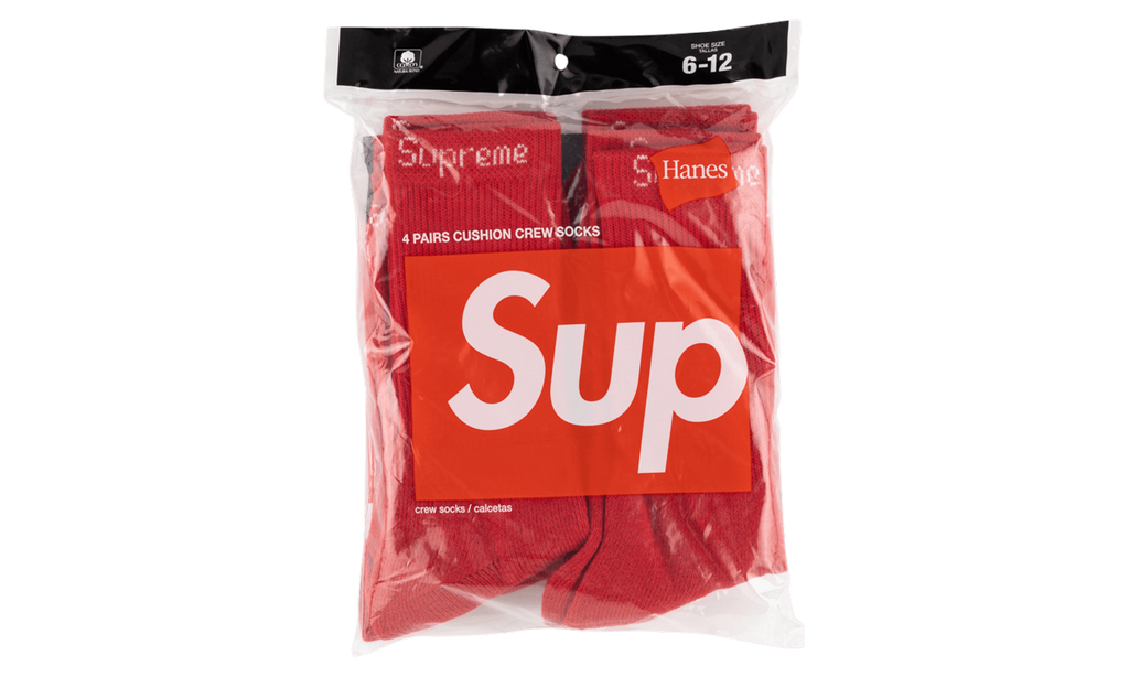 Hanes Crew Socks 4 Pack "Red" SU7543